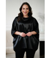 Czarna satynowa bluzka plus size kimono - Marion II