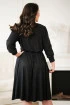 Czarna błyszcząca sukienka z dekoltem V i gumką w talii - Allison