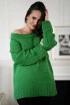 Ciepły zielony sweter z podwiniętymi rękawami - Feria