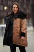 Brązowa ciepła zimowa pikowana kurtka z misiem - Polin