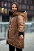 Brązowa ciepła zimowa pikowana kurtka z misiem - Polin