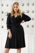 Czarna błyszcząca sukienka z dekoltem V i gumką w talii - Allison