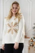 Kremowy ciepły sweter z karmelowym wzorem - Śnieżynka