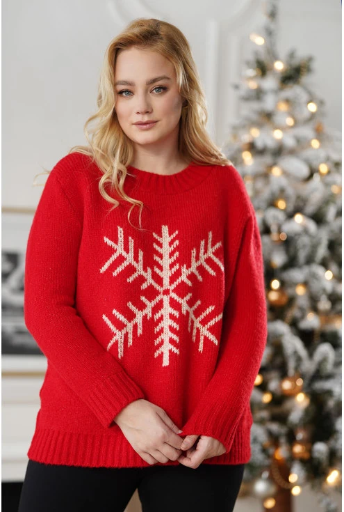 Czerwony sweter plus size