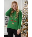 Zielony ciepły sweter ze wzorem - Renifer