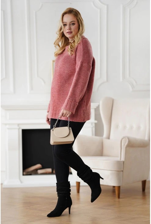 Ciepły i wygodny sweter damski z ozdobnym splotem duże rozmiary