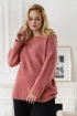 Ciepły sweter z podwiniętymi rękawami w kolorze miedzianego różu - Feria
