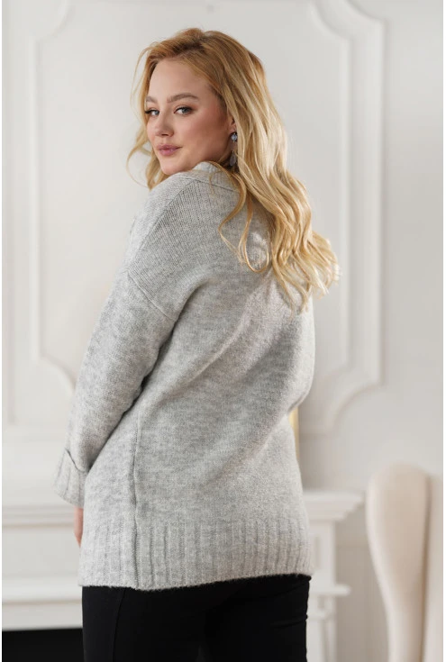 Szary sweter damski plus size