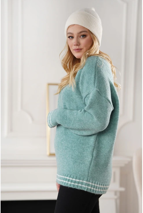 Sweter damski XXL w jasnoniebieskim kolorze, idealny na chłodne dni