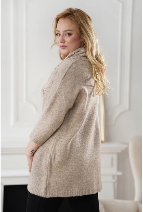 Elegancki sweter z dekoltem V duże rozmiary