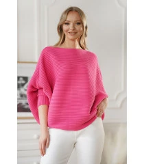Różowy sweterek z poziomym splotem - Peyton