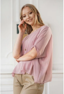 Wizytowa szyfonowa bluzka z podszewką w kolorze brudnego różu - Pola