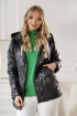 Czarna wiosenna pikowana kurtka z kapturem i ukośnymi kieszeniami - Avil