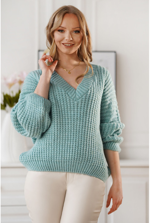 Morski sweter z grubym splotem - EMILLA