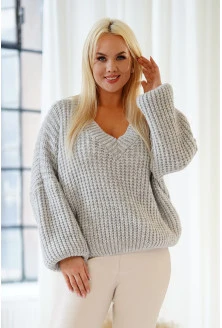 Szary sweter z grubym splotem - EMILLA