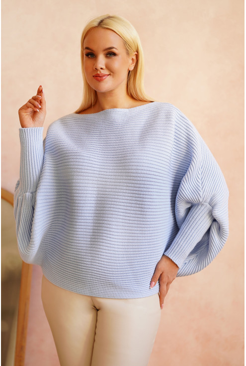 Błękitny sweterek z poziomym splotem - PEYTON