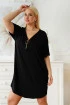 Czarna wiskozowa sukienka z ozdobnym suwakiem - Mathilda - KORZYSTNA CENA