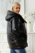 Czarna pikowana przejściowa kurtka z beżową podszewką w kapturze i materiałowymi mankietami - Mira