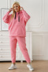 Różowy ciepły dres plus size z kapturem - Tekla - PREMIUM