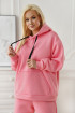 Różowy ciepły dres plus size z kapturem - Tekla - PREMIUM