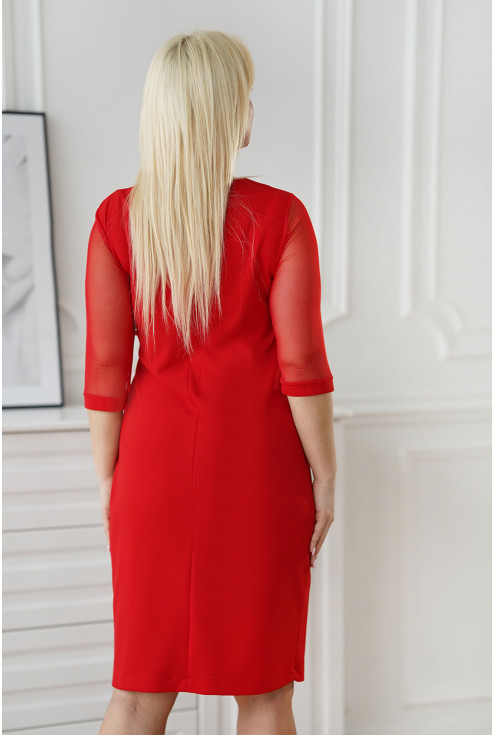 czerwona sukienka z rozcięciem xxl