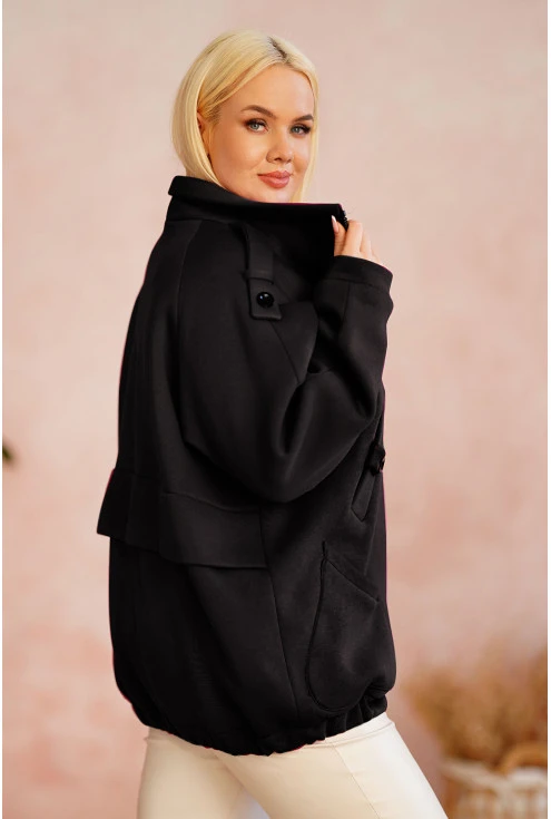 Czarna bluzo-kurtka oversize z podszewką w dużych rozmiarach damskich xxxl