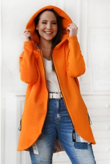 Pomarańczowy krótki płaszczyk z kapturem - Laila