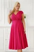 Różowa błyszcząca sukienka z odcięciem w talii i kopertowym dekoltem - Abbie - PREMIUM