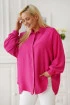 Różowa koszula oversize len- wiskoza z ukrytymi guzikami - Monice