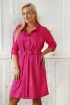 Różowa koszulowa sukienka plus size z wiązaniem w pasie - Aimee