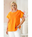 Neonowa pomarańczowa bluzka z falbaną na rękawach - Ferri