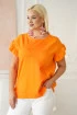 Neonowa pomarańczowa bluzka z falbaną na rękawach - Ferri