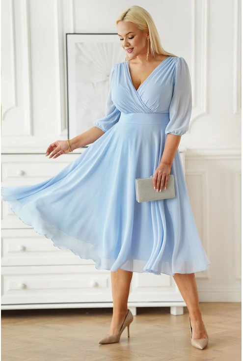 błękitna sukienka na ślub, komunię, chrzest XXL