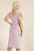 Elegancka metalizowana sukienka z tiulowymi rękawami w kolorze pudrowego różu - Nicolla