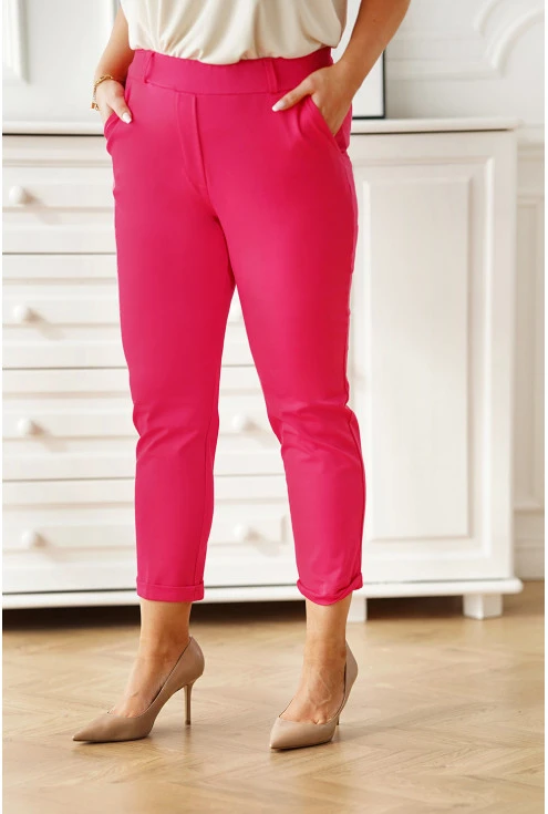 Różowe materiałowe spodnie cygaretki - Iwetta