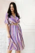 Sukienka w fioletowo-kolorowe pasy z kopertowym dekoltem - Paulla