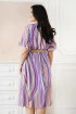 Sukienka w fioletowo-kolorowe pasy z kopertowym dekoltem - Paulla