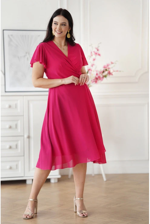 Rozkloszowana sukienka w kolorze różowym dla kobiet w rozmiarze plus size