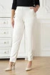 Białe materiałowe spodnie z ozdobnymi guzikami - France
