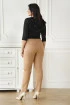 Beżowe materiałowe spodnie z ozdobnymi guzikami - France