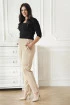 Jasnobeżowe materiałowe spodnie z ozdobnymi guzikami - France