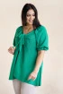 Zielona oversizowa bluzka z ozdobnym wiązaniem w dekolcie - Loray