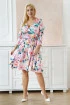 Sukienka z wiązaniem przy rękawach w pudrowo-kolorowe kwiaty - Agathe