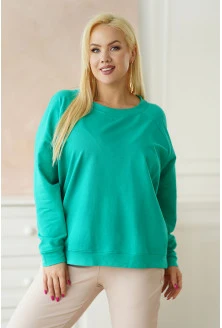 Miętowo-zielona oversizowa bluza plus size - Michaela