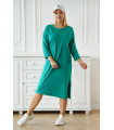 Zielona dresowa sukienka z rękawem 3/4 i kieszonką - Eleanor