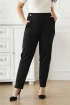 Czarne materiałowe spodnie z ozdobnymi guzikami - France