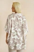 Biała z beżowymi kwiatami bluzka plus size kimono - Mariette