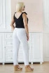 Białe wiskozowe spodnie z gumką i wiązaniem w pasie - Carlys - KORZYSTNA CENA
