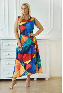 Kolorowa sukienka maxi w geometryczne wzory - Tessi