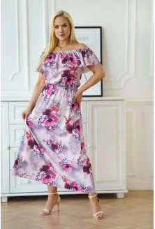 Różowo-szara sukienka w kwiaty - Raisa II